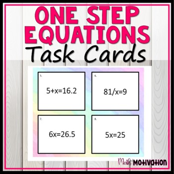 Preview of One Step Equations Task Cards