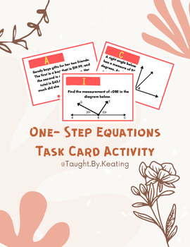 Preview of One-Step Equations Task Cards Activity