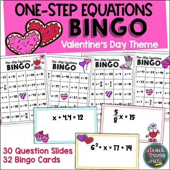 Preview of One-Step Equations Valentine's Day Themed Bingo Game