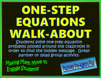 Preview of One-Step Equations Walk-About Activity Print & Digital Options