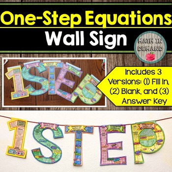 Preview of One-Step Equations Wall Sign (Great as Math Banner or Math Bulletin Board)