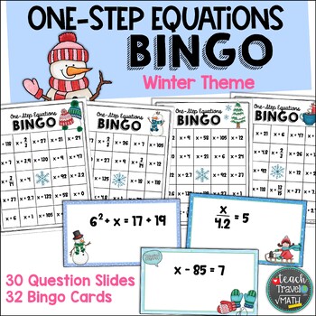 Preview of One-Step Equations Winter Themed Bingo Game