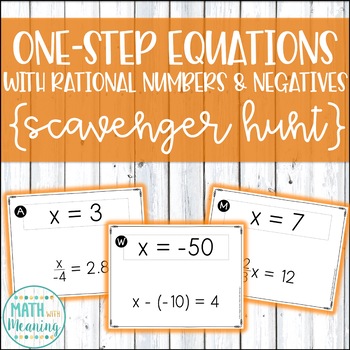 Preview of One-Step Equations With Rational Numbers and Negatives Scavenger Hunt Activity