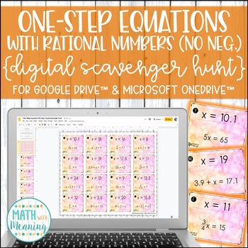 Preview of One-Step Equations With Rational Numbers No Negatives DIGITAL Scavenger Hunt