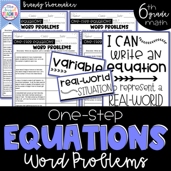 Preview of One-Step Equations Word Problems Sixth Grade Math