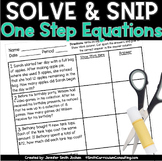 One Step Equations Solve and Snip® Interactive Word Problems