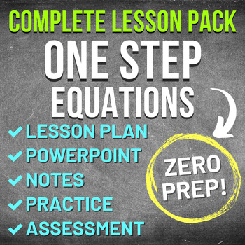 Preview of One Step Equations Worksheet and Lesson Pack (NO PREP, WITH KEYS, SUB PLAN)