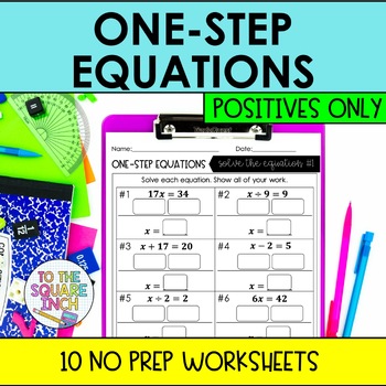 Preview of One Step Equations Worksheets