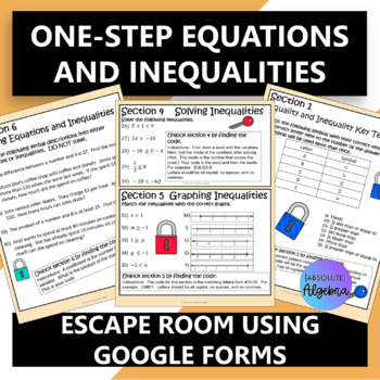 Preview of One Step Equations and Inequalities Digital Escape Room
