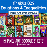 Equations & Inequalities Pixel Art Unit BUNDLE | 6th Grade CCSS
