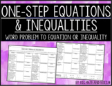 One-Step Equations and Inequalities Mixed Practice Activit
