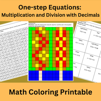 Preview of One-Step Equations with Decimals with Multiplication and Division Grid Coloring