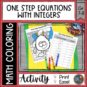 One Step Equations with Integers Coloring with Math by Misty Miller