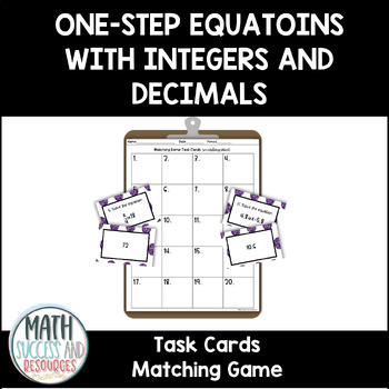 Preview of One-Step Equations with Integers and Decimals Polka Dots  Matching Game