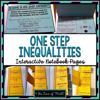 Preview of One Step Inequalities Interactive Notebook Page