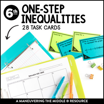 Preview of One-Step Inequalities Activity | Solving and Graphing Inequalities Task Cards