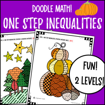 Preview of Solving One Step Inequalities | Doodle Math Twist on Color by Number Worksheet