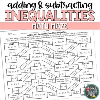 Preview of One-Step Inequalities Maze | Addition and Subtraction