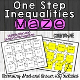 No Prep One Step Inequalities Maze (Multiplication and Division)