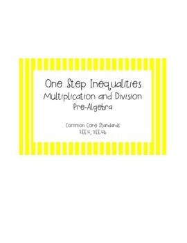Preview of One Step Inequalities Multiplication and Division