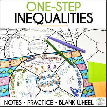 Preview of One-Step Inequalities Guided Notes Doodle Math Wheel
