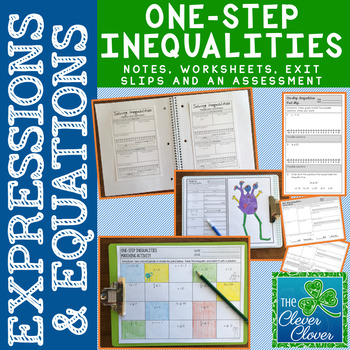 Preview of One-Step Inequalities - Notes, Worksheets, Exit Slips and Assessment