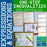 One-Step Inequalities - Notes, Worksheets, Exit Slips and 