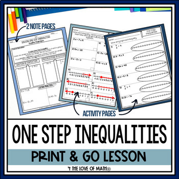 Preview of Solving and Graphing One Step Inequalities Guided Notes & Activity Pages No Prep