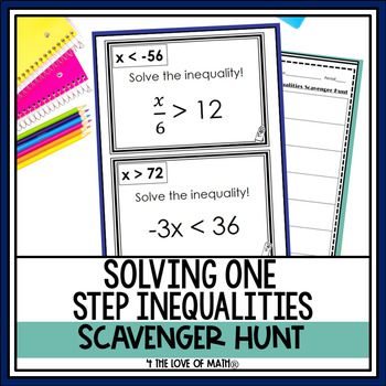 Preview of One Step Inequalities Activity: Scavenger Hunt