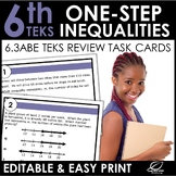 One-Step Inequalities Task Cards | TEKS 6.9ABC & 6.10AB Re