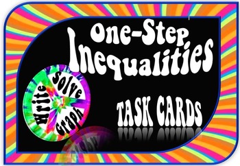 Preview of One-Step Inequalities Task Cards:  Write, Solve, and Graph