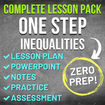 Preview of One Step Inequalities Worksheet Complete Lesson Pack (NO PREP, KEYS, SUB PLAN)
