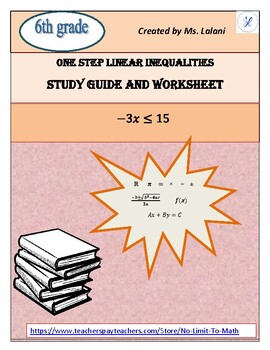 Preview of One Step Linear Inequalities- Study Guide & Worksheet