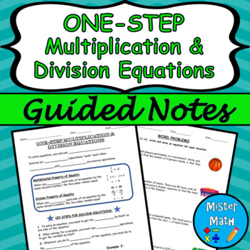 Preview of One-Step Multiplication & Division Equations Guided Notes