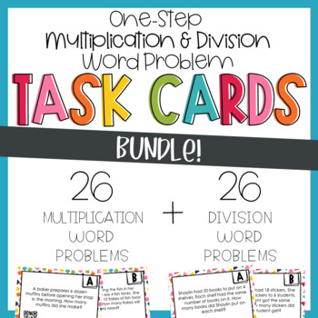 Preview of BUNDLE: One-Step Multiplication & Division Word Problem Task Cards