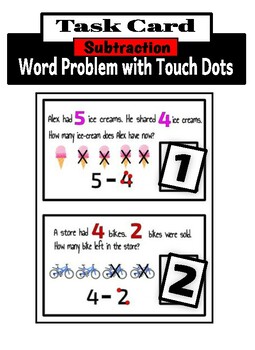 Preview of One Step Subtraction Word Problems Using Touch_Dots Numbers