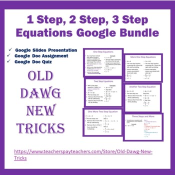 Preview of One Step, Two Step, Three Step Equations Google Bundle
