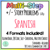 Spanish Multi-Step Word / Story Problems Task Cards Additi