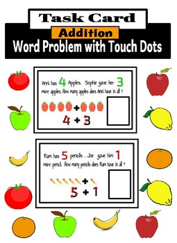 Preview of One Step Addition Word Problem with Touch Dots Number -Task Box