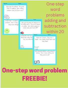 Preview of One-Step Word Problem within 20 FREEBIE