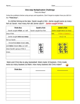 Preview of One-Step Word Problems (Multiplication)