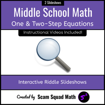 Preview of One-Step and Two-Step Equation Digital Riddle Worksheet Bundle