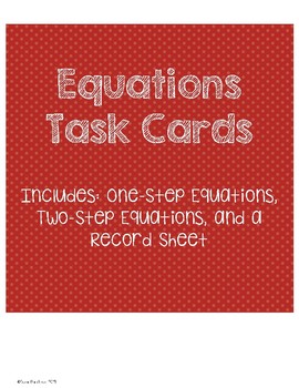 Preview of One-Step and Two-Step Equations Task Cards