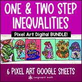 One Step and Two Step Inequalities Digital Pixel Art BUNDL