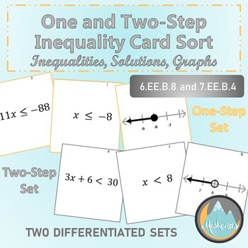 Preview of One-Step and Two-Step Inequality Card Sort: 6.EE.B.8 and 7.EE.B.4