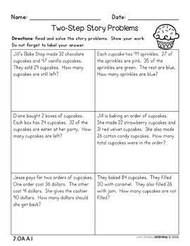 Distance Learning 2nd Grade 1 Step And 2 Step Word Problems No Prep Worksheets