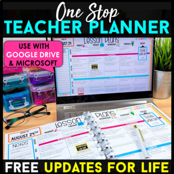 Preview of One Stop Teacher Planner 2024-2025 - EDITABLE Digital & Printable Lesson Binder