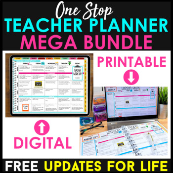 Preview of One Stop Teacher Planner BUNDLE | Printable & Digital | FREE Updates | 2024-2025