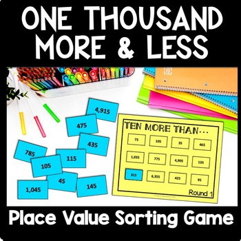 Preview of 100 More 100 Less 10 More 10 Less Activity, 4th Grade Place Value Sort & Review