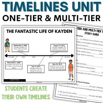 Preview of One-Tier Timelines and Multi-Tiered Timelines Activities - Social Studies Skills